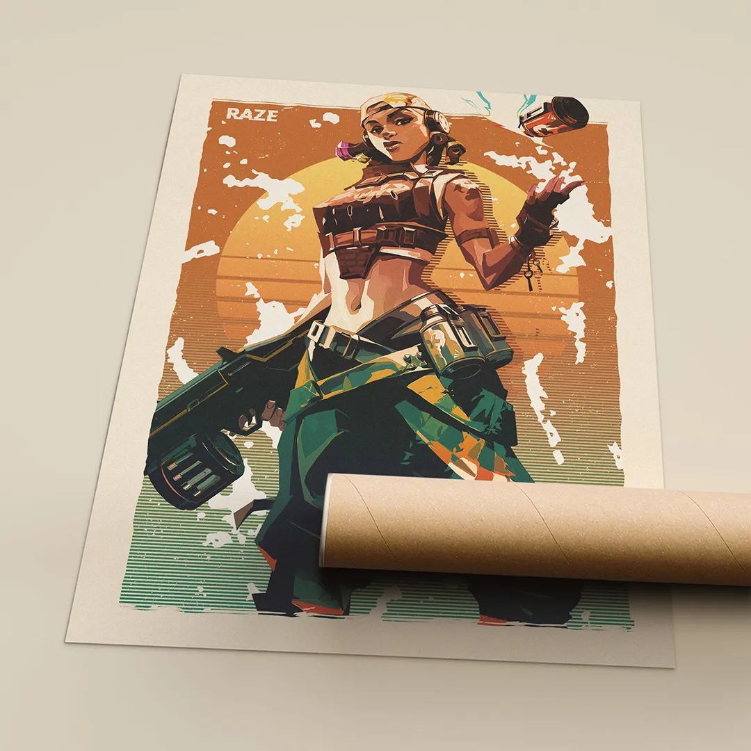 Raze Valorant Poster – Fan Art for Gamer Room Decor